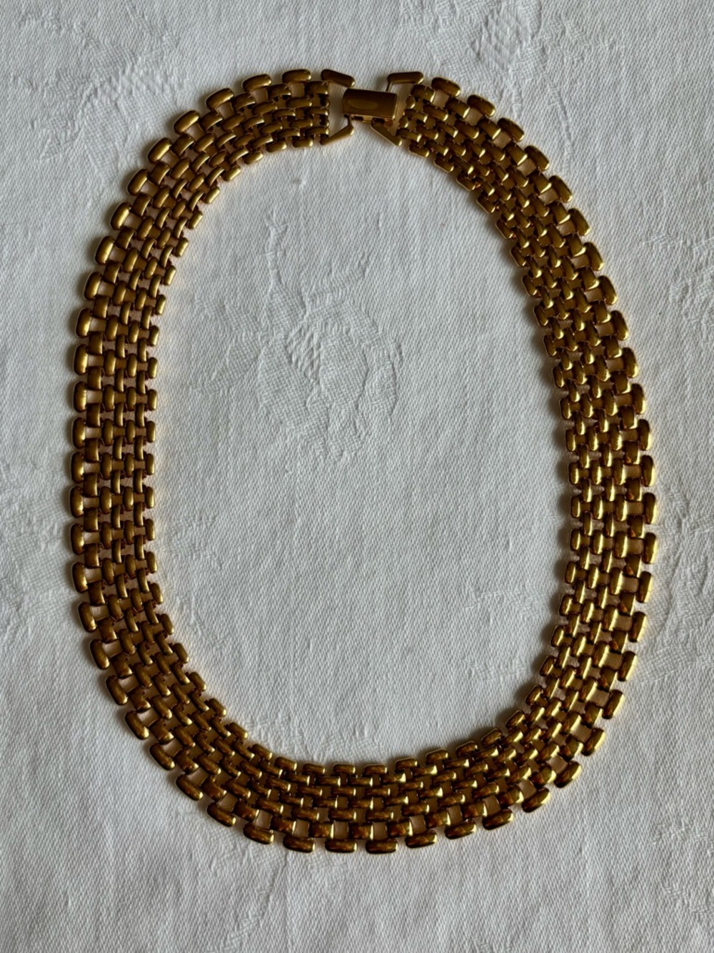 Vintage NAPIER Gold Tone Panther Link 16” Choker Necklace Cleopatra Style Formal